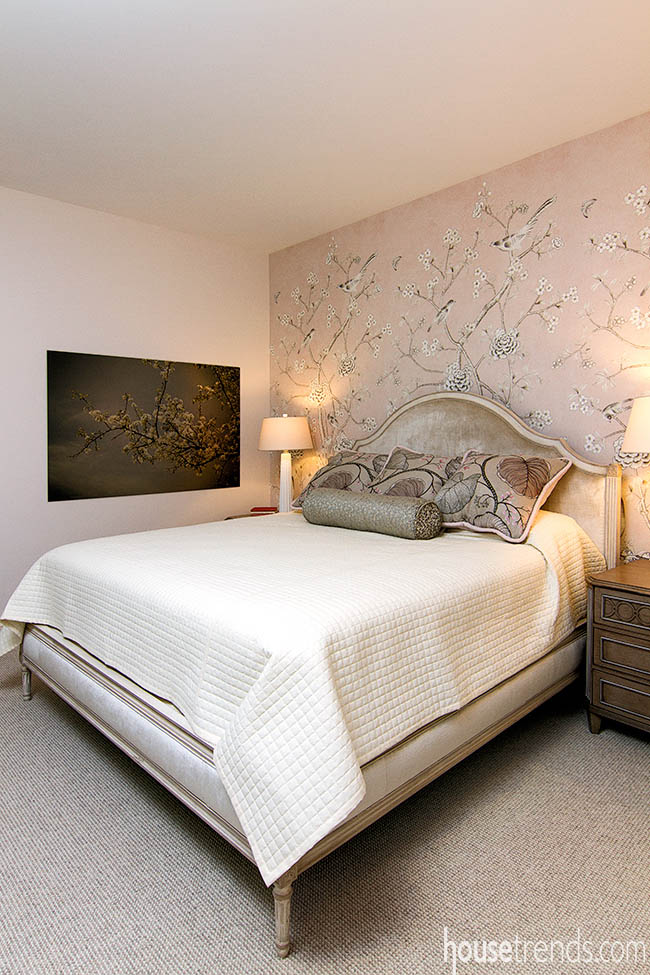 Wallpaper contributes to an elegant bedroom