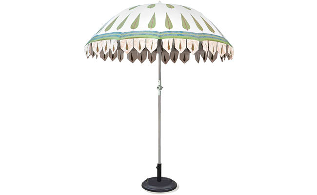 Patterned sunshade adds elegance to a garden