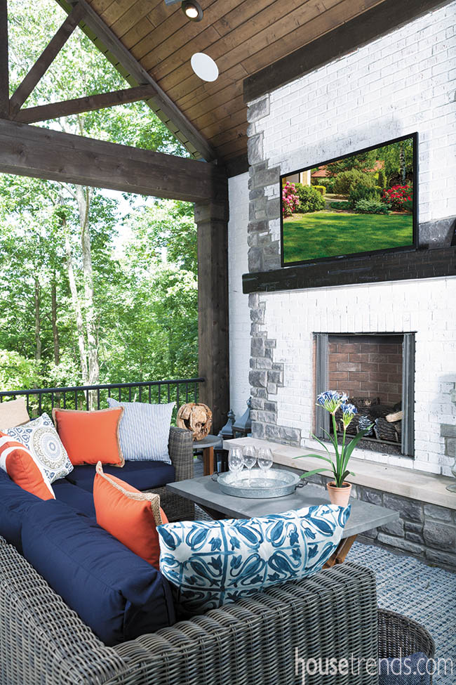 Throw pillows complement outdoor furniture