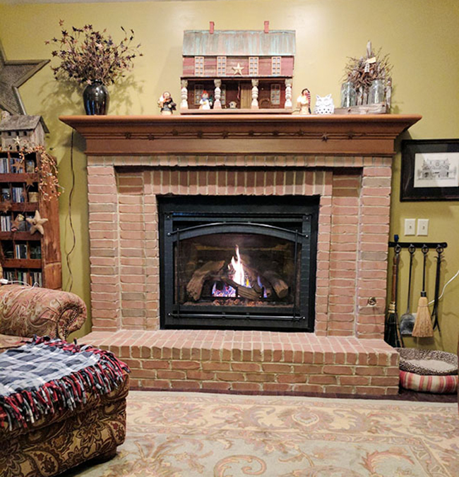Brick fireplace from Dayton Fireplace Systems Housetrends