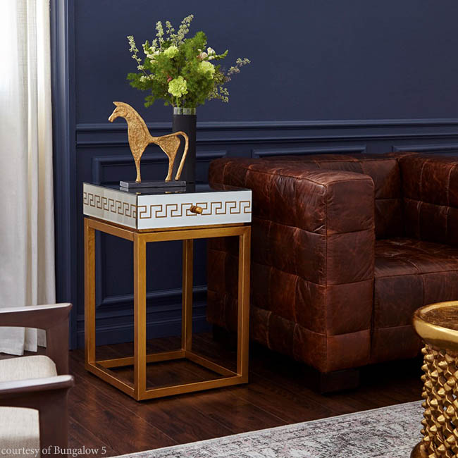 Side table adds interest to a living room