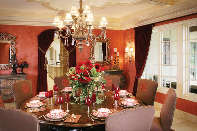 Round dining table allows for easy conversation