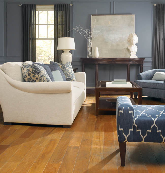 Sofa complements a living room's classic design