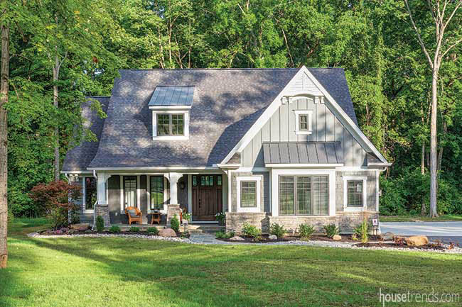 Ornamental gable in a farmhouse-style home