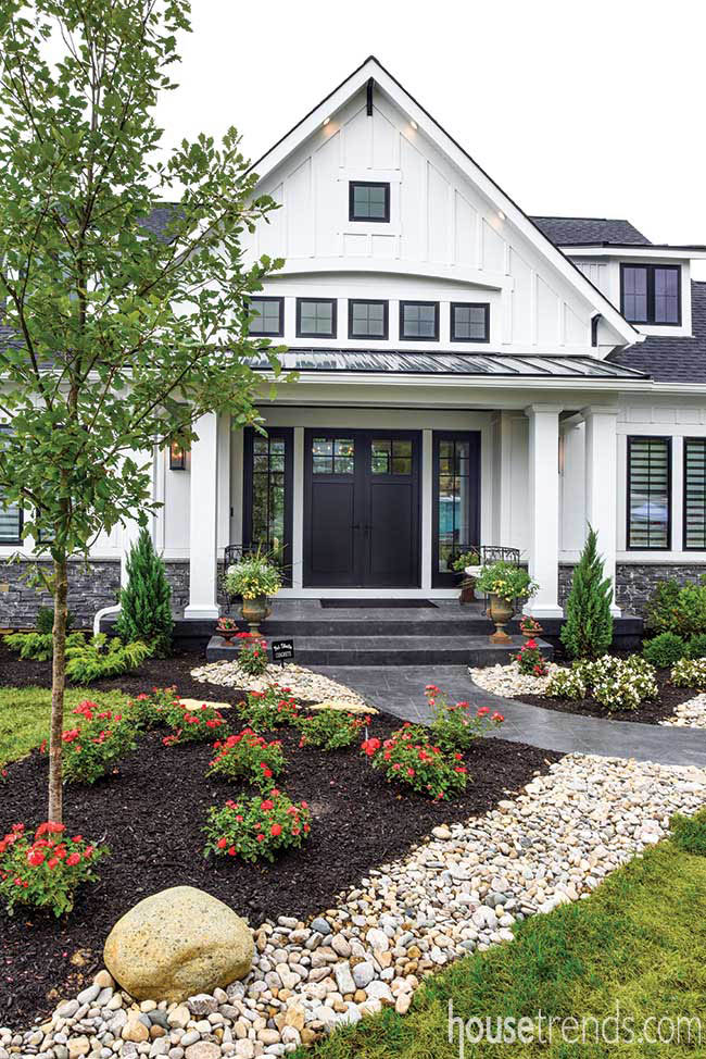Black window casings lend to a home's charm
