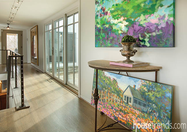 Wall art brightens up a hallway