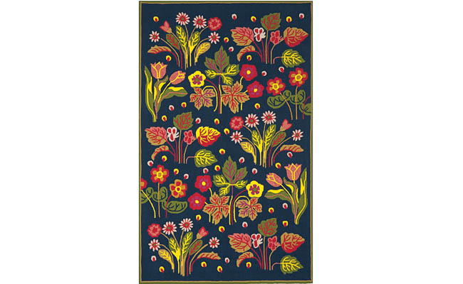 Outdoor rug with a colorful floral design