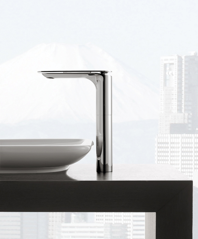 Faucet features a minimalist design