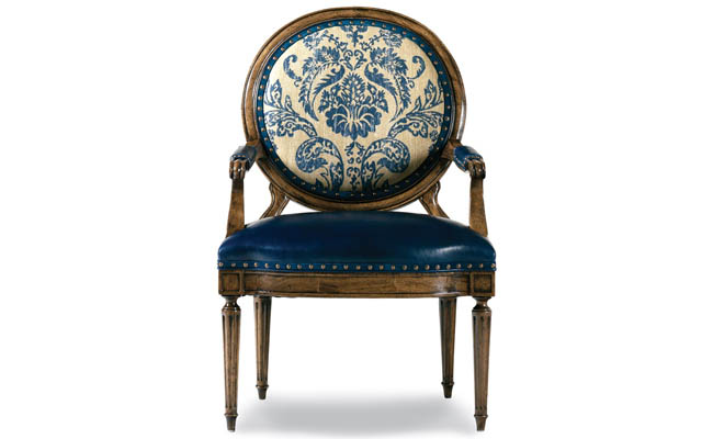 Chair with a navy leather seat
