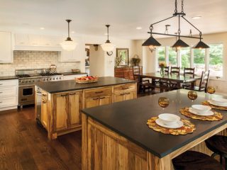 Dual kitchen islands make kitchen more efficient