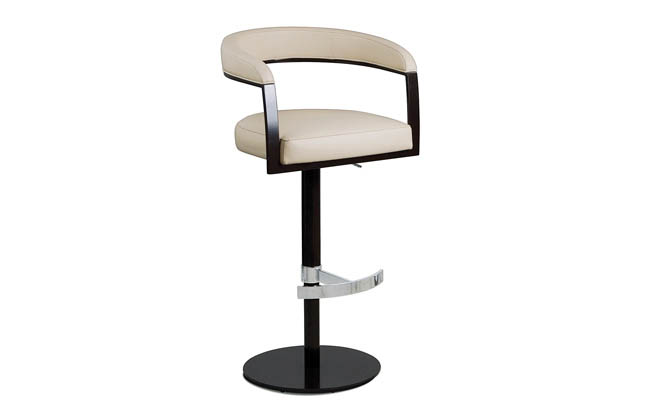 Steel frame supports a bar stool