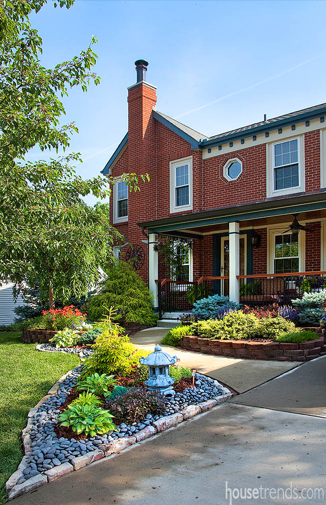 Copper roof tops a front porch