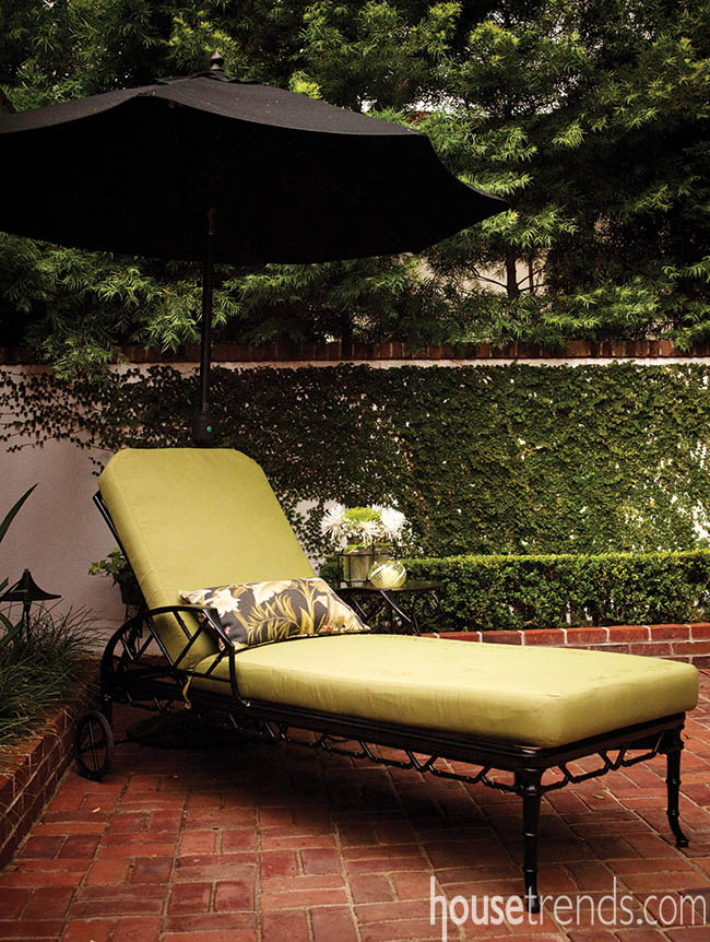 Outdoor umbrella offers a shady place to relax