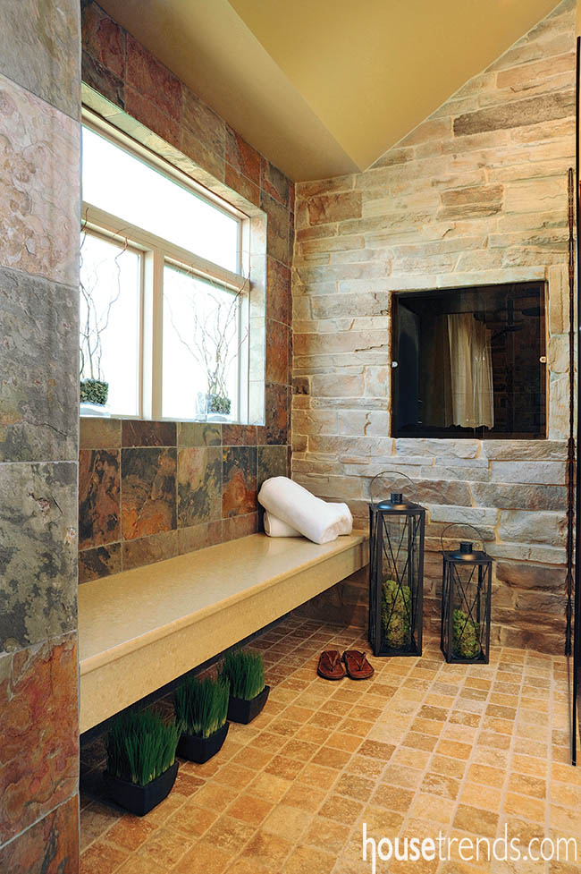 Bathroom design includes unique lighting options