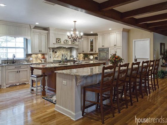 Two kitchen islands create double the workspace