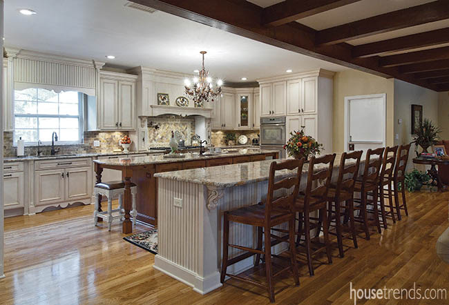 Two kitchen islands create double the workspace
