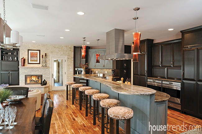 Kitchen island seating beckons visitors