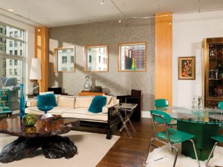 Kitchen furniture adds color and style to the area