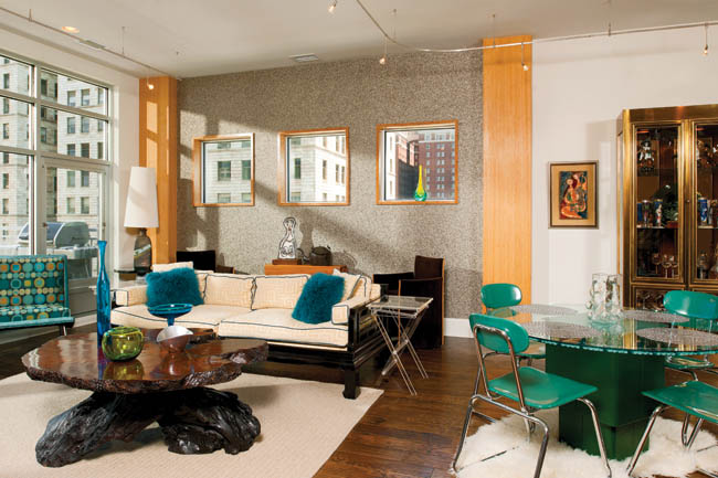 Kitchen furniture adds color and style to the area