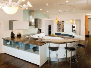 Cabinets provide plenty of storage space