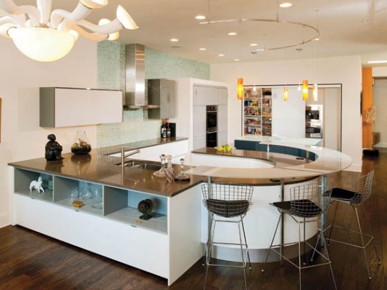 Cabinets provide plenty of storage space