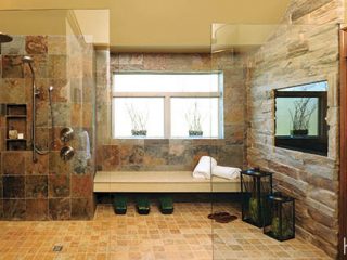 Bathroom building materials inspired by a patio