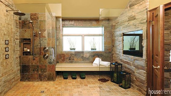 Bathroom building materials inspired by a patio