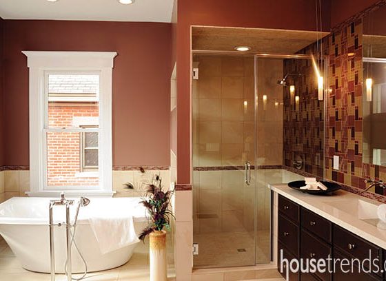 Bathtub complements a master bath design