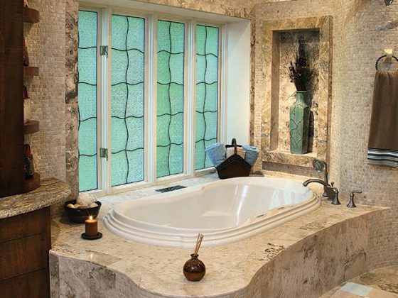 Limestone helps to establish atmosphere in a calming bathroom design