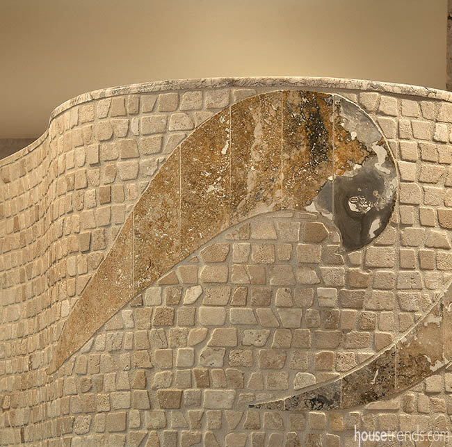 Mosaic pattern adds interest to a shower design