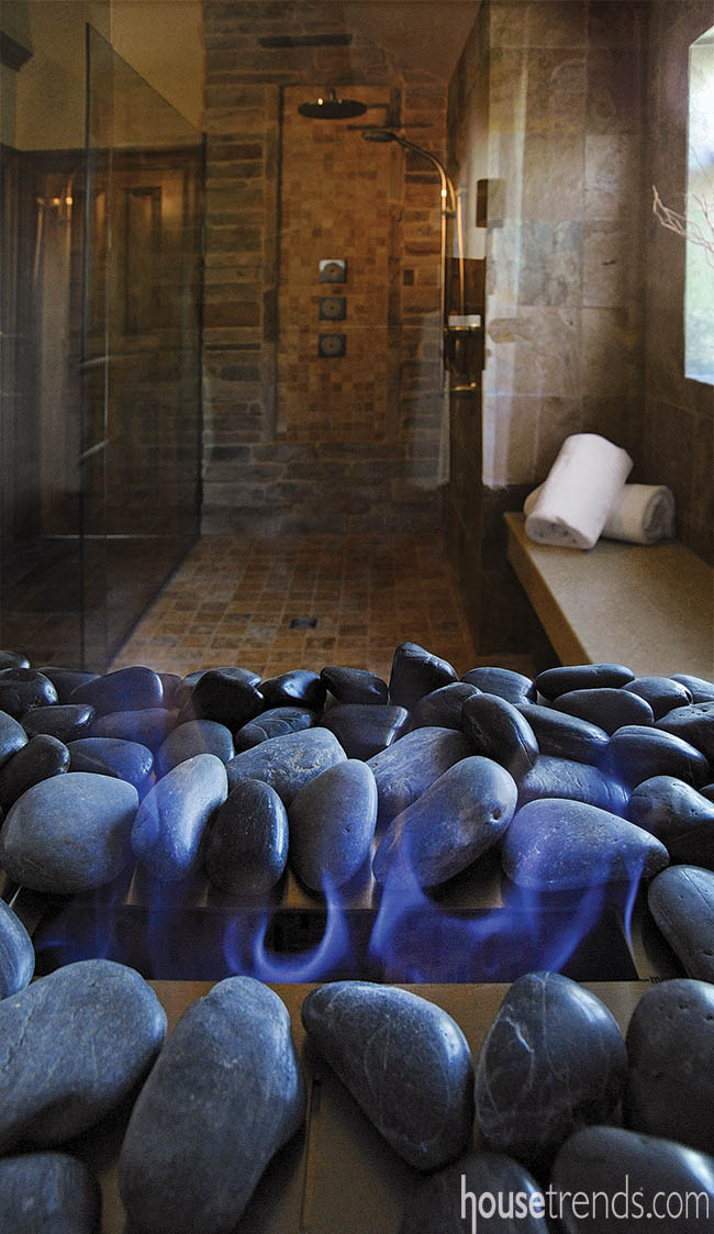 Fireplace design creates a soothing atmosphere