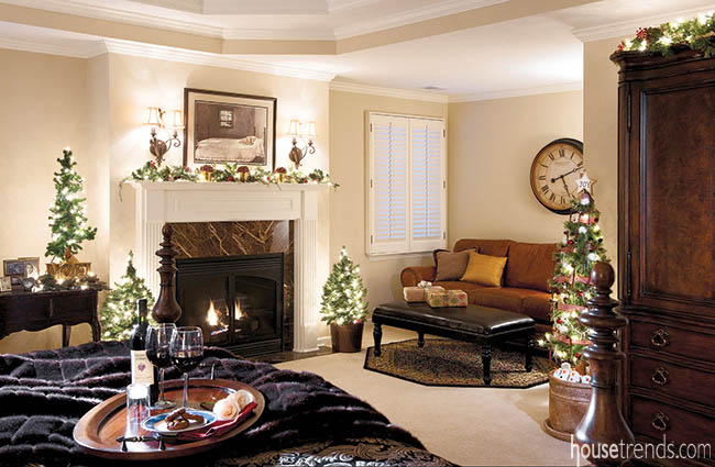 Master bedroom gives off holiday cheer