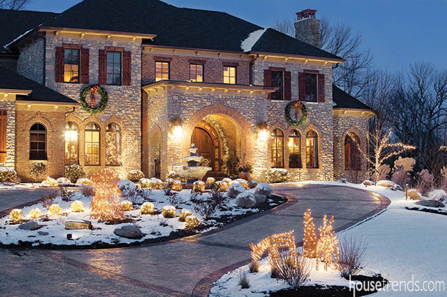 Christmas lights brighten up an exterior