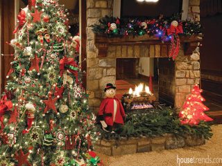 Fireplace mantel decor draws the eye