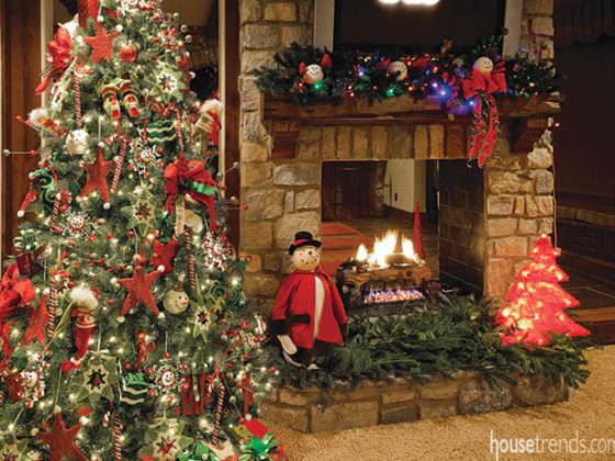 Fireplace mantel decor draws the eye