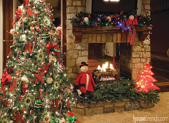 Fireplace mantel decor draws the eye