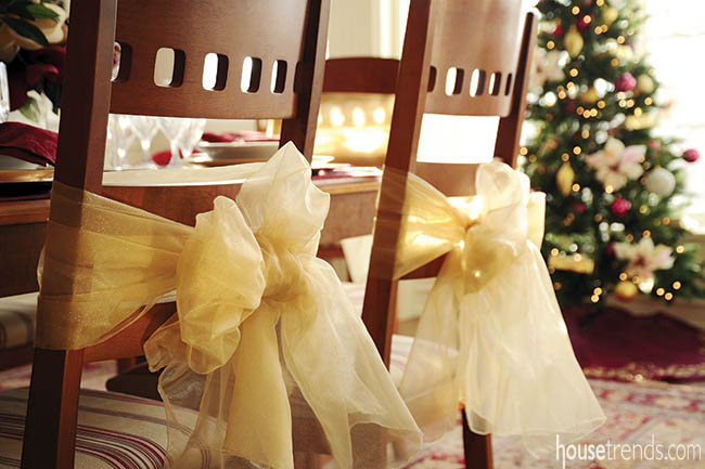 Dining room chairs get dressed up for the holidays
