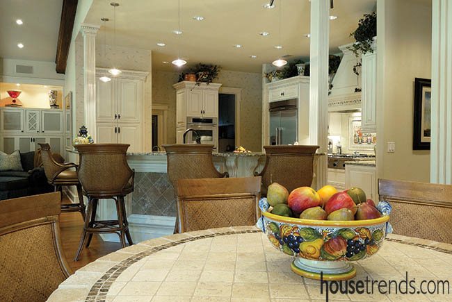 Barstool chairs connect two spaces