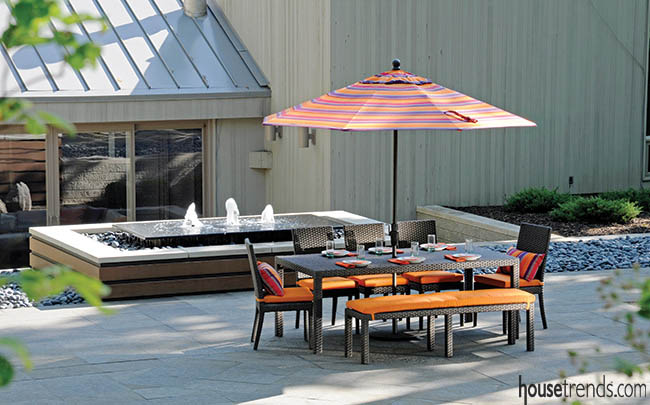 Outdoor table is comfortable and practical