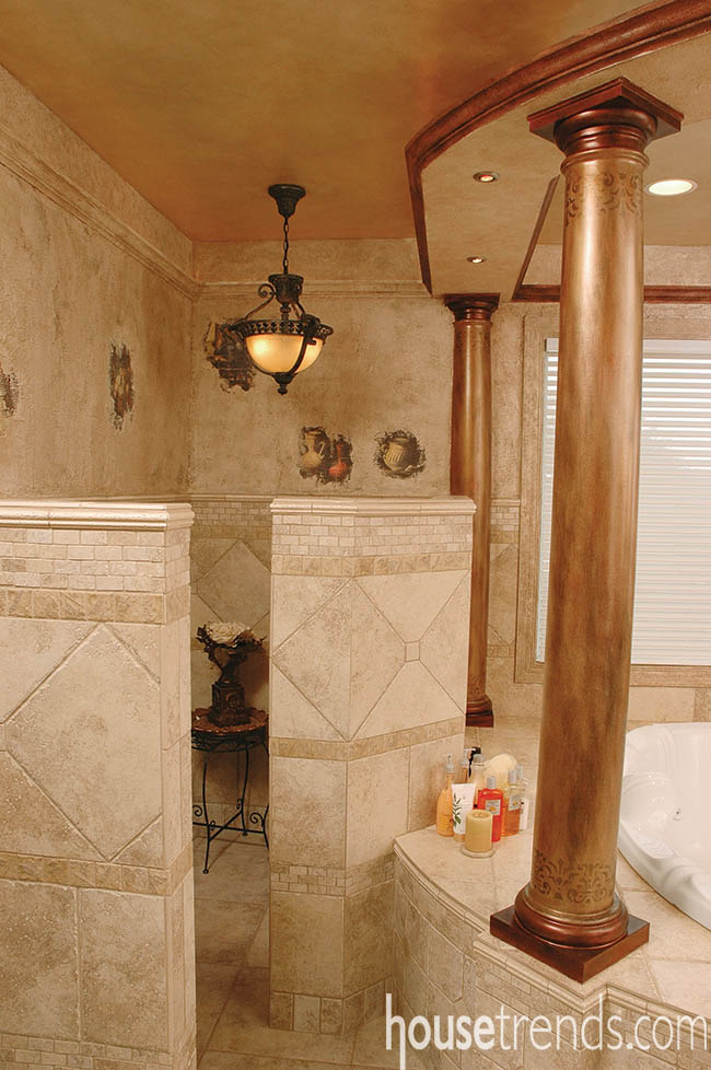 Tile helps define a bathroom design