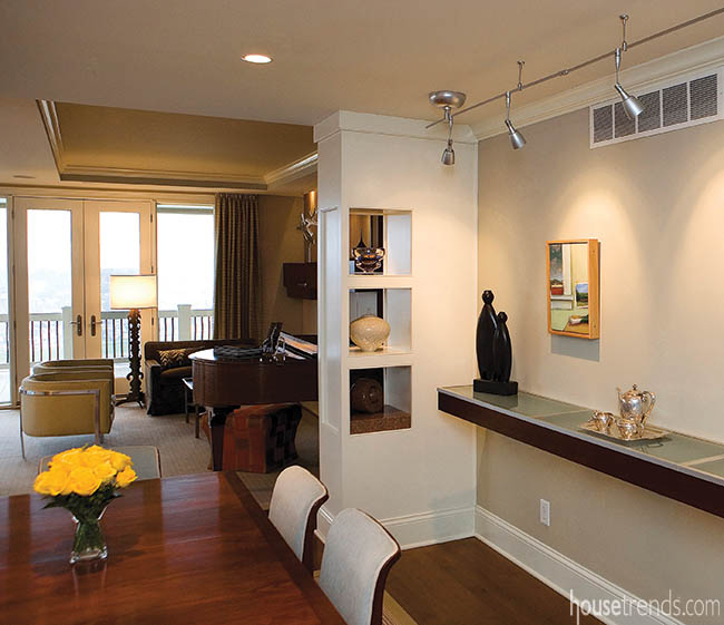 Dining room decorating ideas include a painting