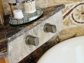 Granite curves through a bathroom design