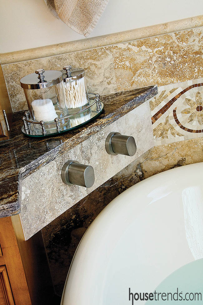 Granite curves through a bathroom design