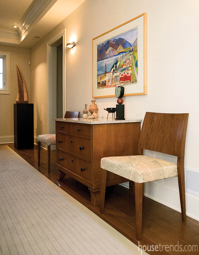 Sculpture welcomes guests to a home