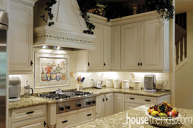 Tile backsplash with a foreign accent