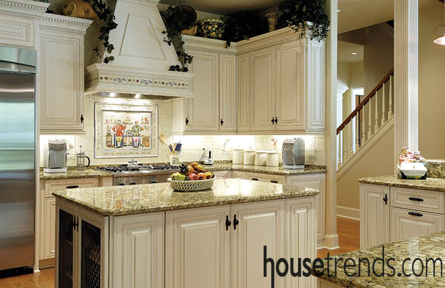 Kitchen appliances are close at hand