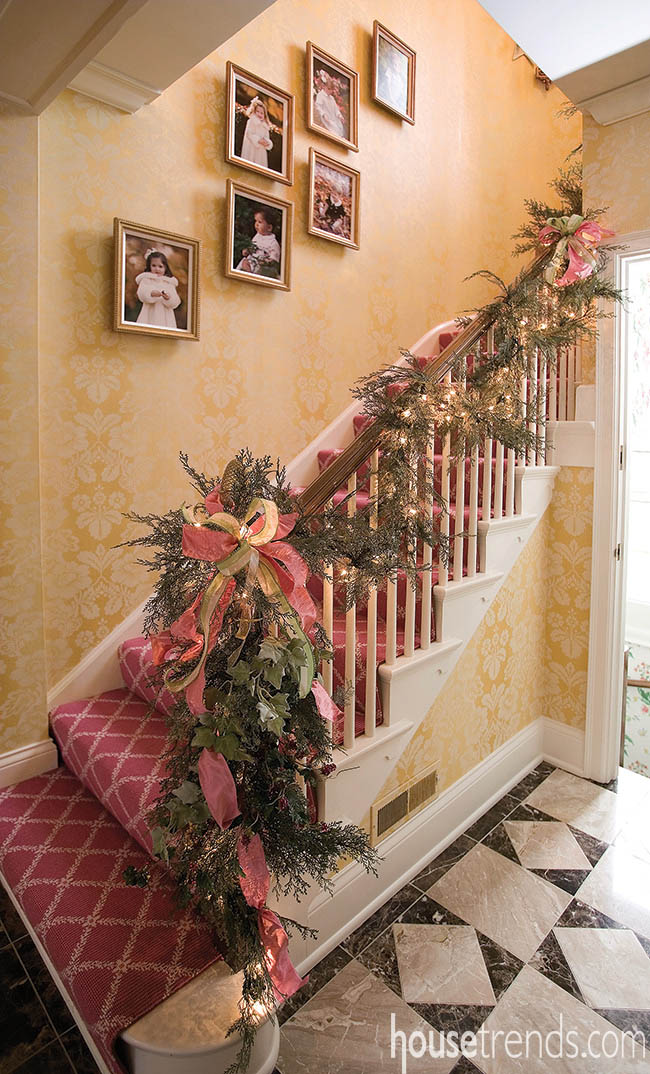 Staircase gets dressed up for the holidays