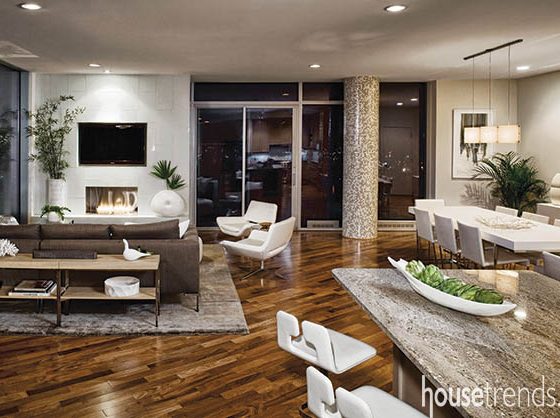 Interior designer defines space in an open design