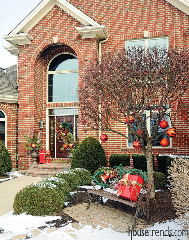 Wreath adds a festive touch to a front door