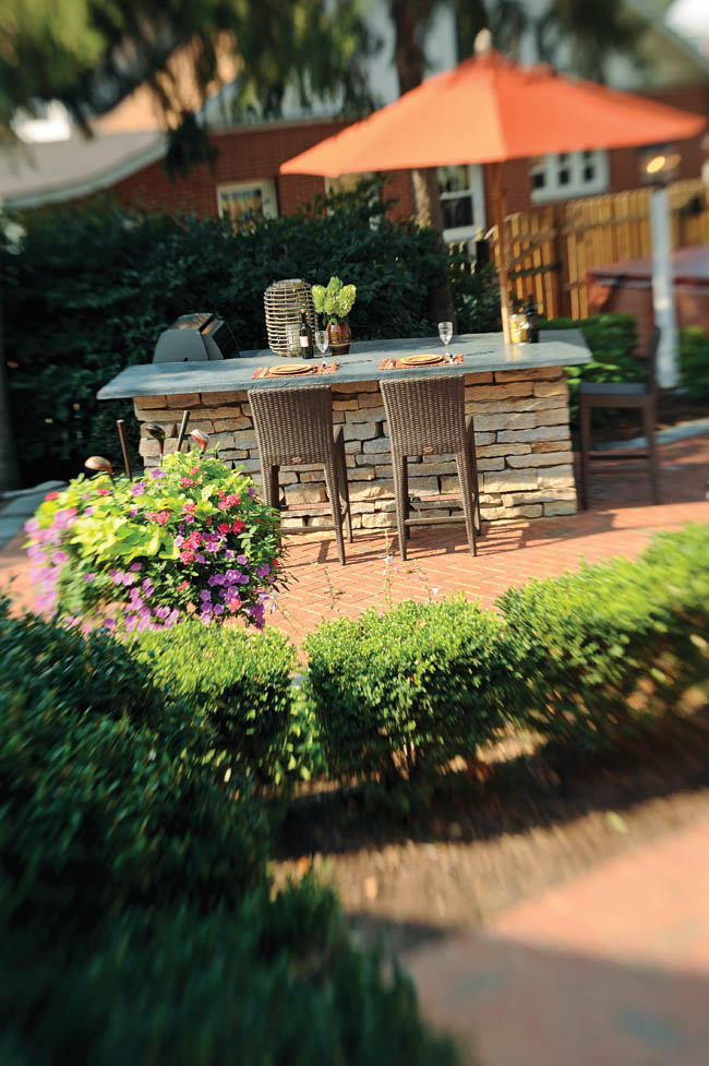 Outdoor bar stools serve as a hangout hotspot